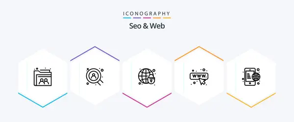Seo Web Line Icon Pack Including Internet Communication Globe Business — Wektor stockowy
