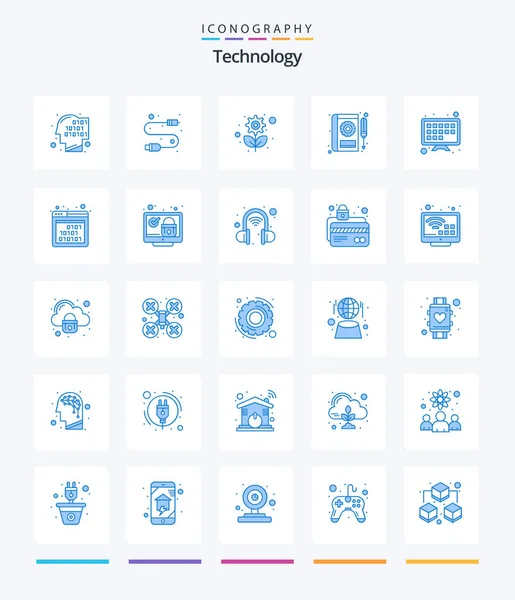 Creative Technology Blue Icon Pack Internet Repair Recycling Manual Book — Stok Vektör