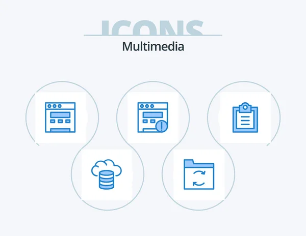 Multimedia Blue Icon Pack Icon Design Alert Tasks — Image vectorielle