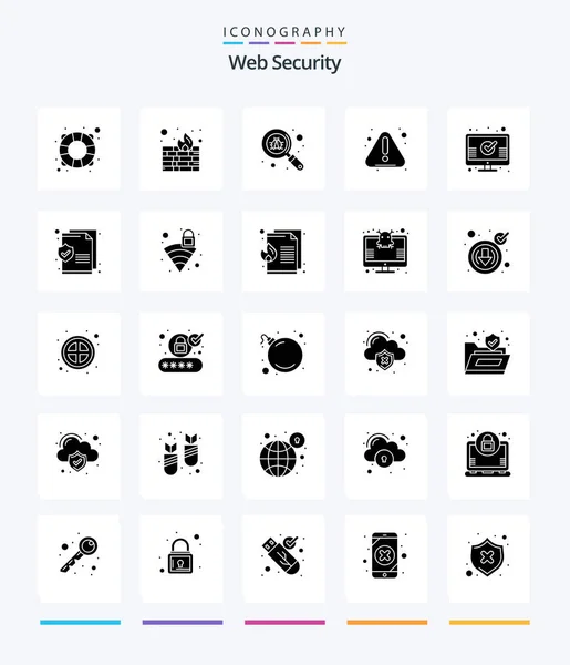 Creative Web Security Glyph Solid Black Icon Pack Page Mark — Vetor de Stock