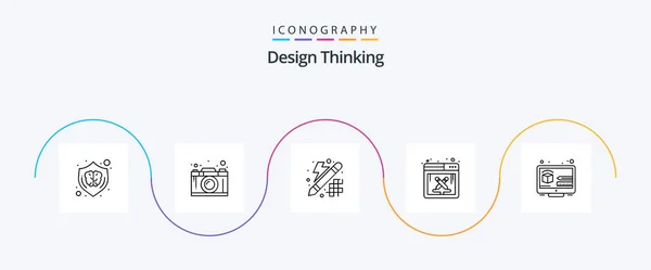 Design Thinking Line Icon Pack Including Work Design Work Graphic — Image vectorielle