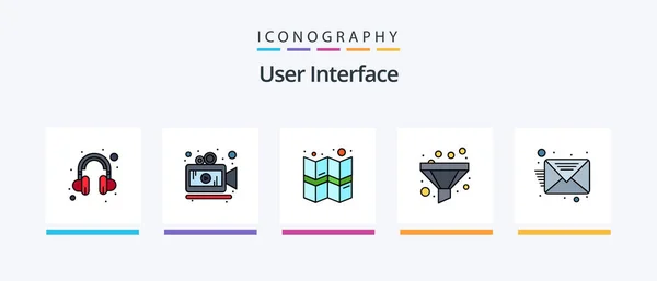 User Interface Line Filled Icon Pack Including Web Voice Mic — Vettoriale Stock