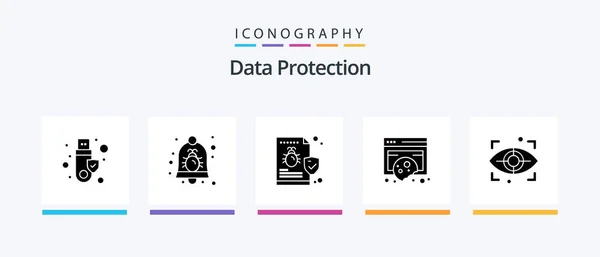 Data Protection Glyph Icon Pack Including Policy Cookies Security Compliance — Image vectorielle