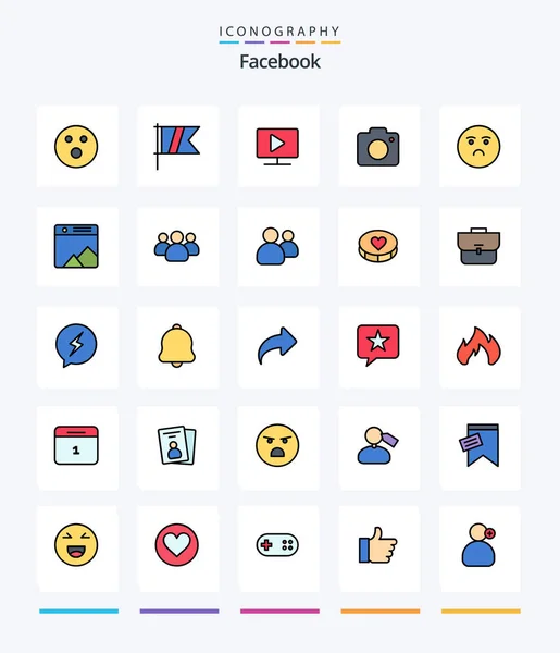 Creative Facebook Line Filled Icon Pack Emotion Picture Monitor Photo — Stockvektor