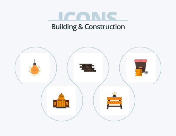 Building Construction Flat Icon Pack Icon Design Firewall Tips Construction — Vetor de Stock