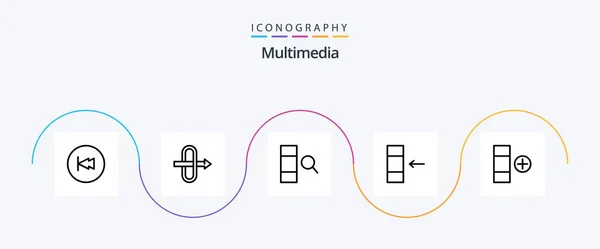 Multimedia Line Icon Pack Including Table Data New Import — Archivo Imágenes Vectoriales