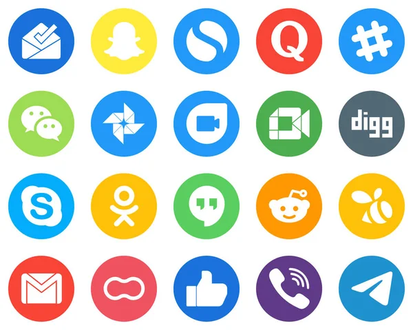 Flat Circle White Icon Set google hangouts. chat. google photo and skype 20 Modern Icons