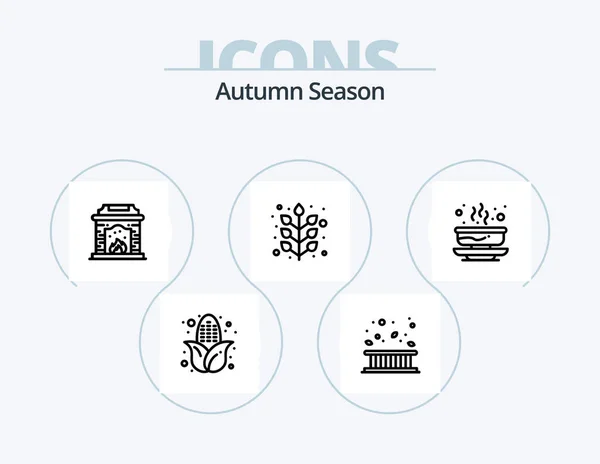Autumn Line Icon Pack Icon Design Plant Fall Fall Autumn — Vetor de Stock