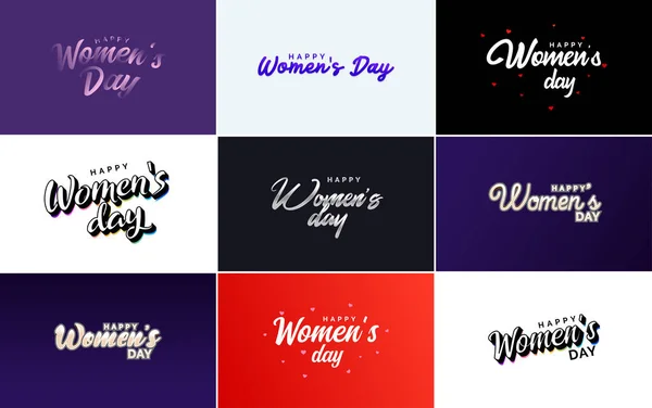 Set Happy International Woman Day Signs Emblems Design Elements Vector — Image vectorielle