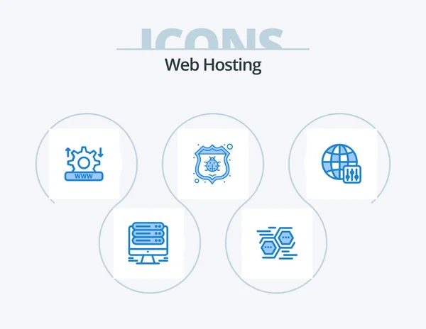 Web Hosting Blue Icon Pack Icon Design World Protect Digital — Wektor stockowy