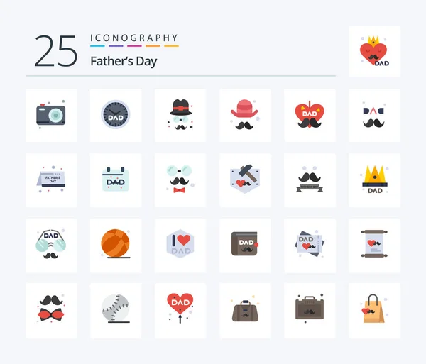 Fathers Day Flat Color Icon Pack Including Date Love Avatar — Image vectorielle