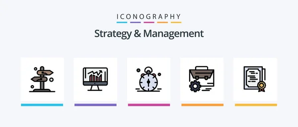 Strategy Management Line Filled Icon Pack Including Network Connect Stamp — Stock vektor