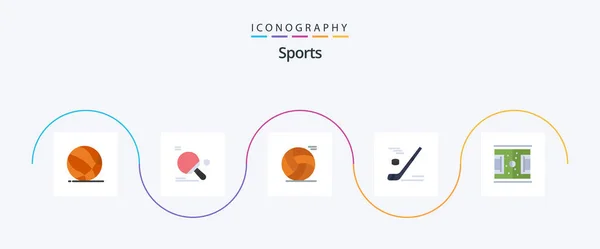 Sports Flat Icon Pack Including Snow Ice Ping Pong Hockey — Vettoriale Stock