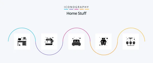 Home Stuff Glyph Icon Pack Including Design Bread Bed Toaster — Stockový vektor