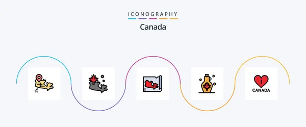Canada Line Filled Flat Icon Pack Including Heart Canada Love — Stock vektor