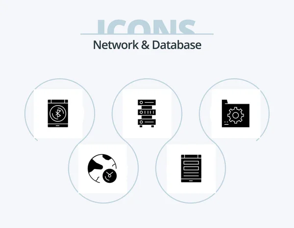 Network Database Glyph Icon Pack Icon Design Hosting Data Smartphone — Stok Vektör