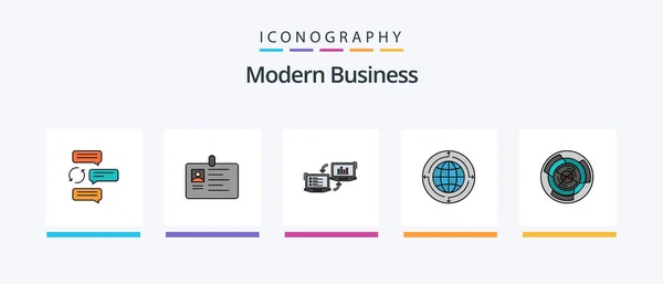 Modern Business Line Filled Icon Pack Including Partners Business Ceo — Stockvector