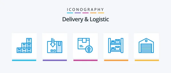 Delivery Logistic Blue Icon Pack Including Warehouse Boxes Service Box — Stockový vektor