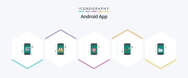 Android App Flat Icon Pack Including Explore Control App Volume — Image vectorielle