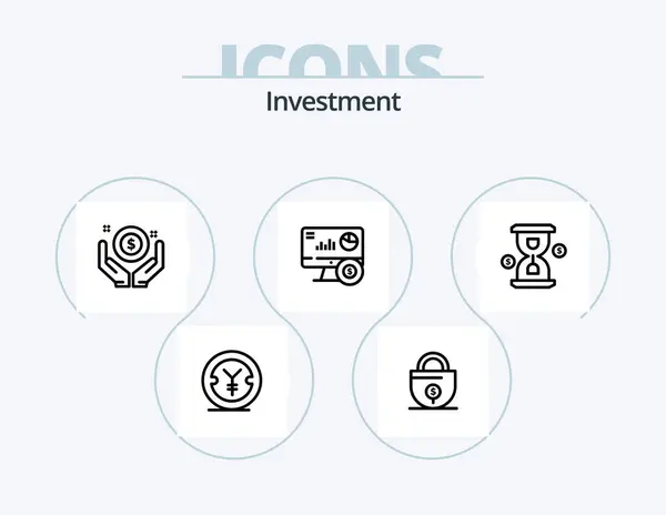 Investment Line Icon Pack Icon Design Investing Business Investment Bulb — Wektor stockowy