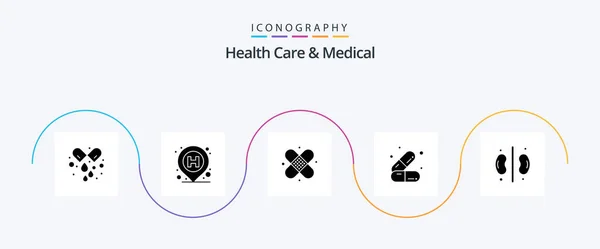 Health Care Medical Glyph Icon Pack Including Health Medicines Care — Stok Vektör