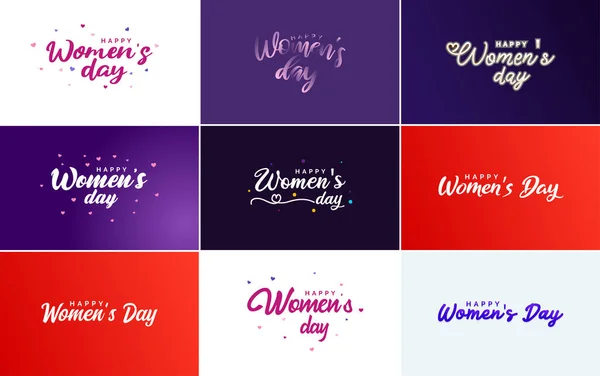 Set Happy International Woman Day Signs Emblems Vector Design Elements — Stockový vektor