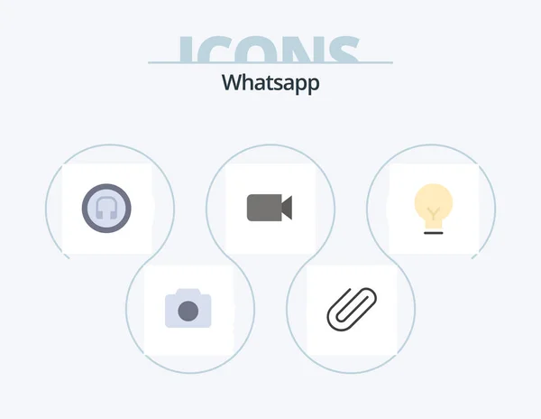 Whatsapp Flat Icon Pack Icon Design Attachment Basic Light — Stok Vektör