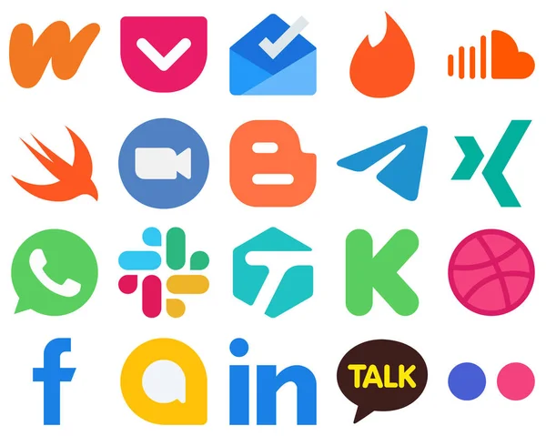 Flat Social Media Icons Contemporary Web Design Telegram Swift Blog — Wektor stockowy