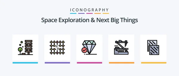 Space Exploration Next Big Things Line Filled Icon Pack Including — Stockvektor