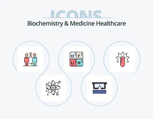 Biochemistry Medicine Healthcare Line Filled Icon Pack Icon Design Tube — Stock Vector