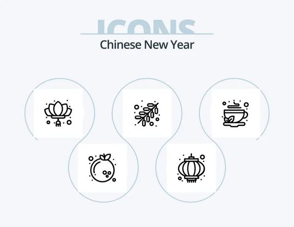 Chinese New Year Line Icon Pack Icon Design Newyear New — 图库矢量图片