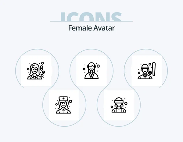 Female Avatar Line Icon Pack Icon Design Business Female Woman — Archivo Imágenes Vectoriales