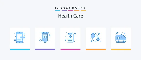 Health Care Blue Icon Pack Including Car Medical Medical Water — Wektor stockowy