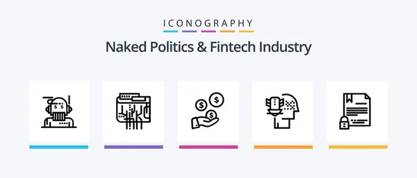 Naked Politics Fintech Industry Line Icon Pack Including Online Digital — Vettoriale Stock