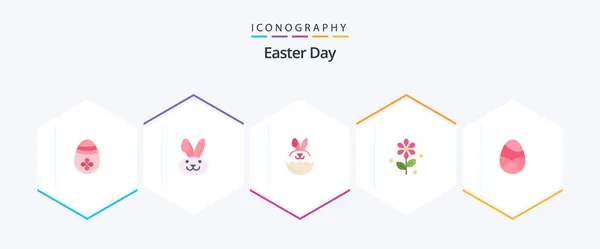 Easter Flat Icon Pack Including Holiday Easter Robbit Decoration Nature — Stockvector