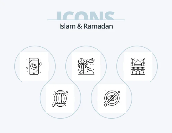 Islam Ramadan Line Icon Pack Icon Design Blind Islam Dates — Vector de stock