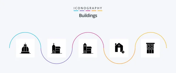 Buildings Glyph Icon Pack Including House Architecture Historic Estate Charge — Stock vektor