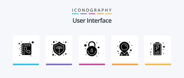 User Interface Glyph Icon Pack Including User Lock Interface Sticky – Stock-vektor