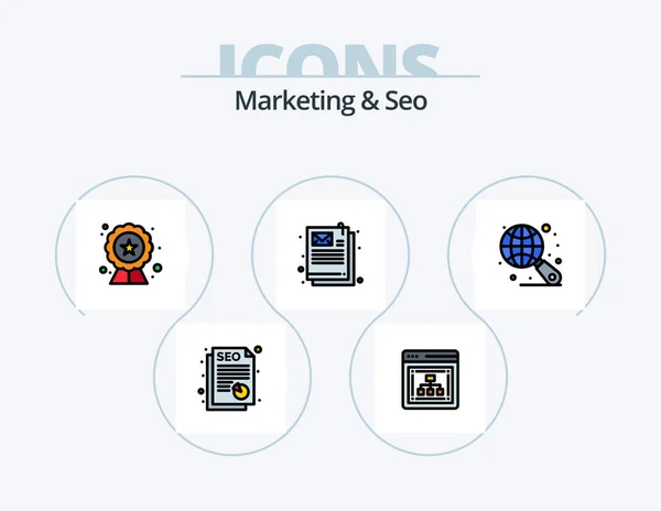 Marketing Seo Line Filled Icon Pack Icon Design Email Retina — Wektor stockowy