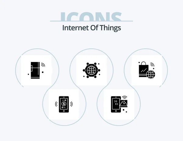 Internet Things Glyph Icon Pack Icon Design Internet Connection Wifi — Image vectorielle