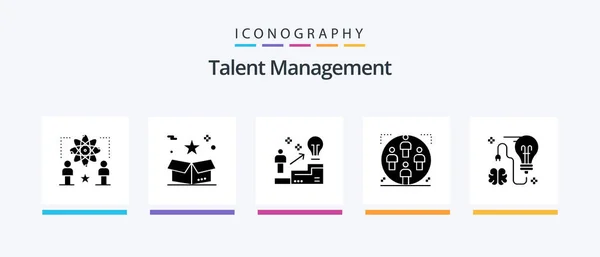 Talent Management Glyph Icon Pack Including Group User Package Solution — Stockvektor