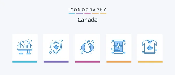 Canada Blue Icon Pack Including Canada Invite Cucurbit Envelope Leaf — Stockový vektor