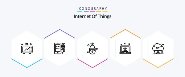 Internet Things Line Icon Pack Including Internet Things Laptop Mobile — Stok Vektör