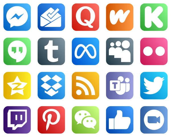 All One Social Media Icon Set Icons Qzone Flickr Kickstarter — Stockvector