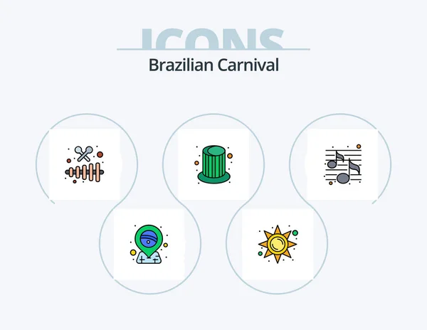 Brazilian Carnival Line Filled Icon Pack Icon Design Flag Coffee — Vector de stock