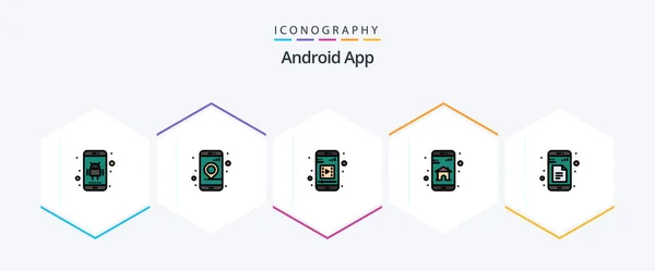 Android App Filledline Icon Pack Including Sheets Data Mobile App — Stockvector