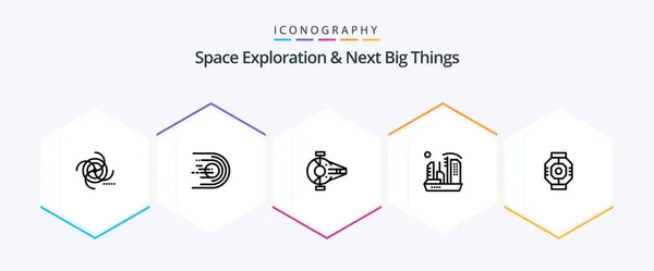 Space Exploration Next Big Things Line Icon Pack Including Colony — Wektor stockowy