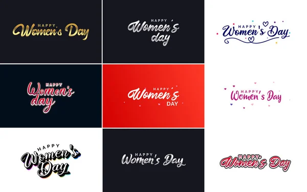 Набор Открыток Международному Женскому Дню Логотипом Цветовой Гаммой — стоковый вектор