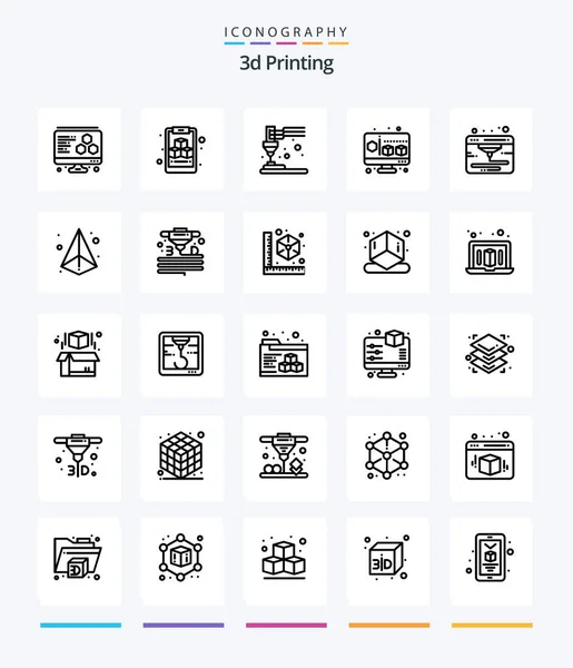 Creative Printing Outline Icon Pack Webd Пластик Интернет Гаджет — стоковый вектор