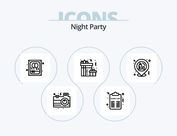 Night Party Line Icon Pack Icon Design Light Celebration Gift — Stock Vector